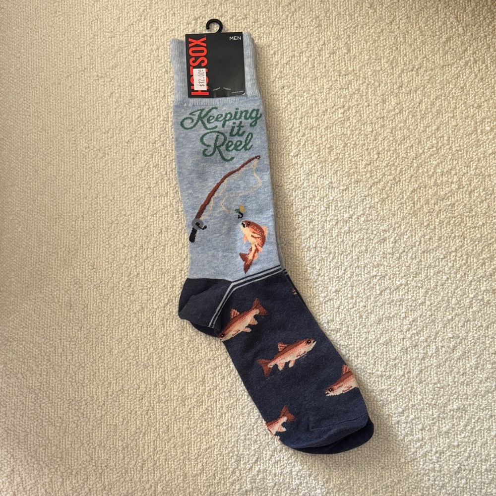 Hot Sox Light Blue & Navy Fishing Crew Socks